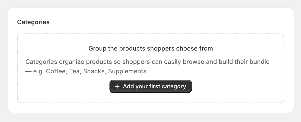 Adding custom categories to a Mix & Match bundle