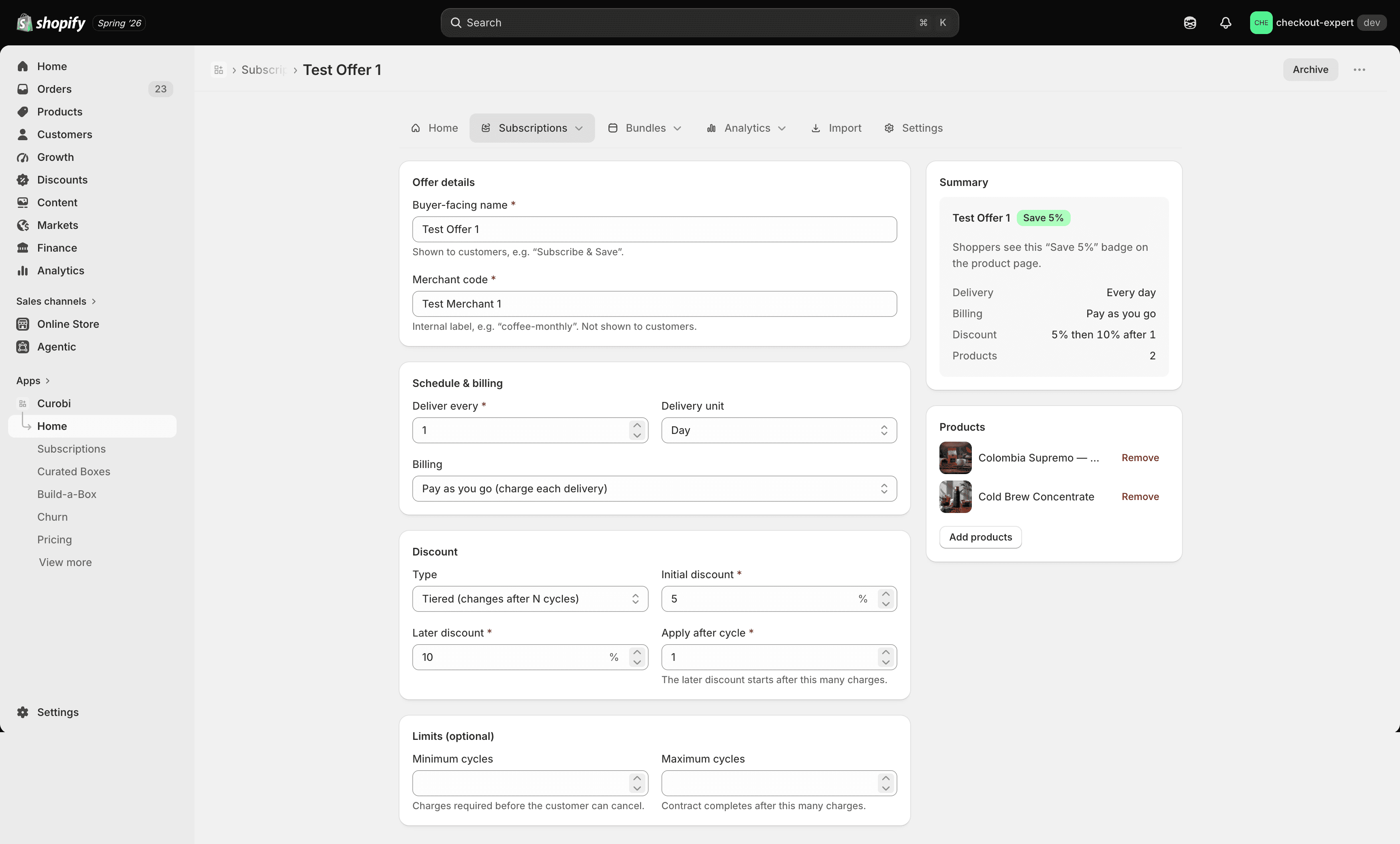 Creating a Subscribe & Save subscription plan in the Curobi admin
