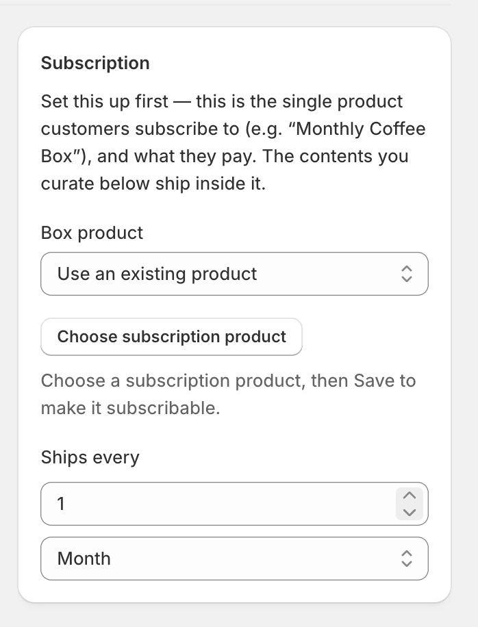 Assigning a product — or creating a new one — for the Build-a-Box program