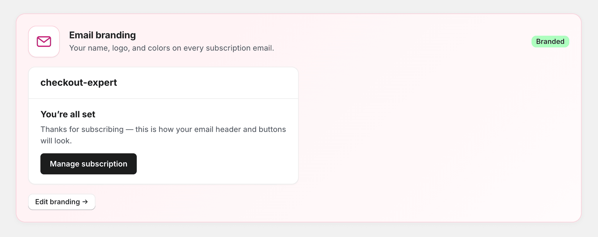 Email branding settings
