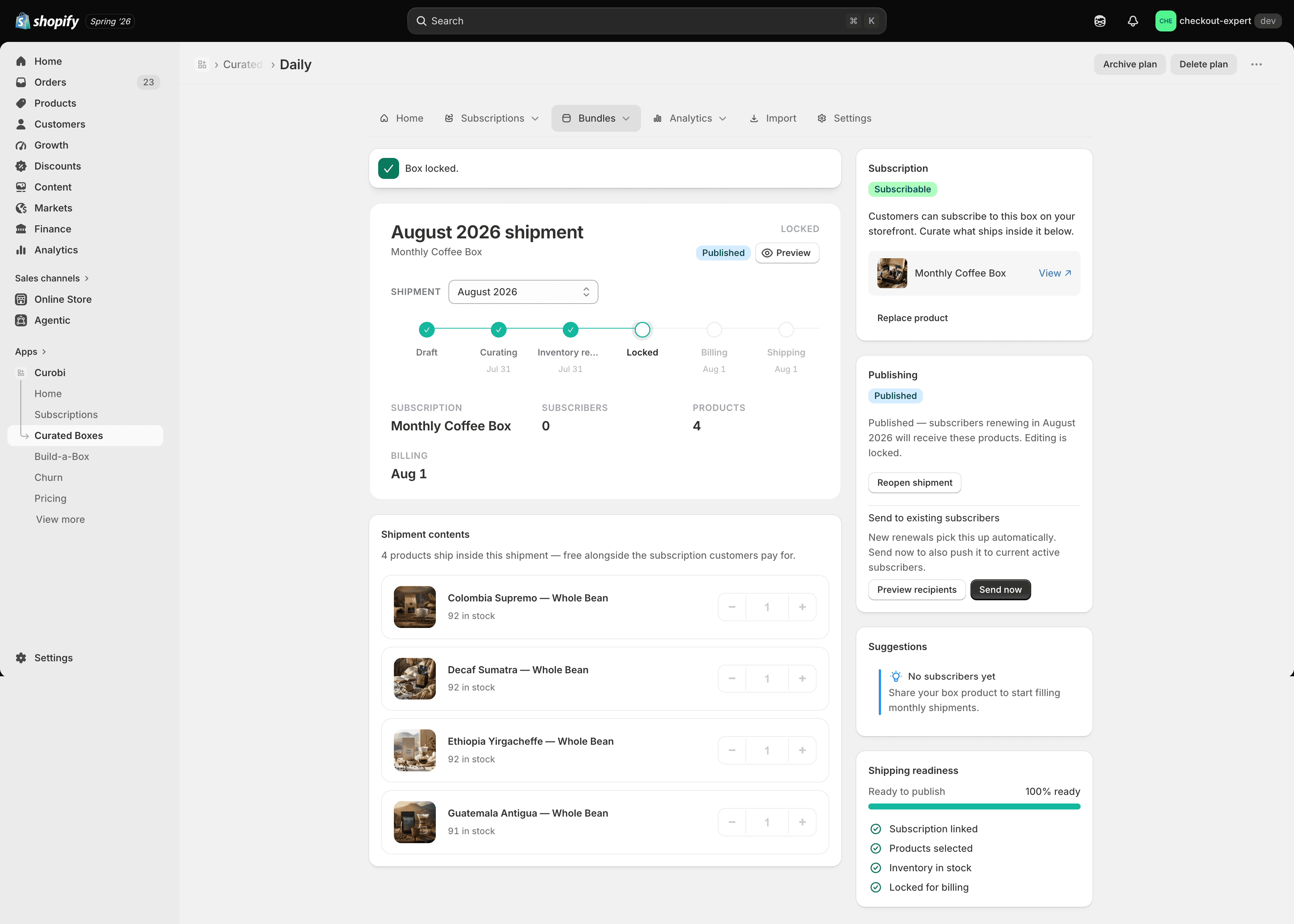 A published, ready-to-ship curated box