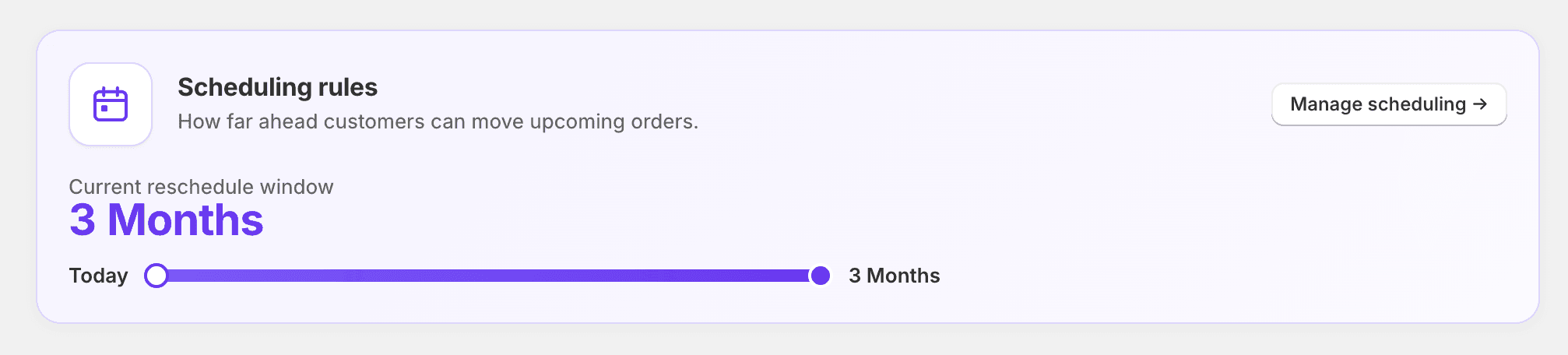 Scheduling rules settings